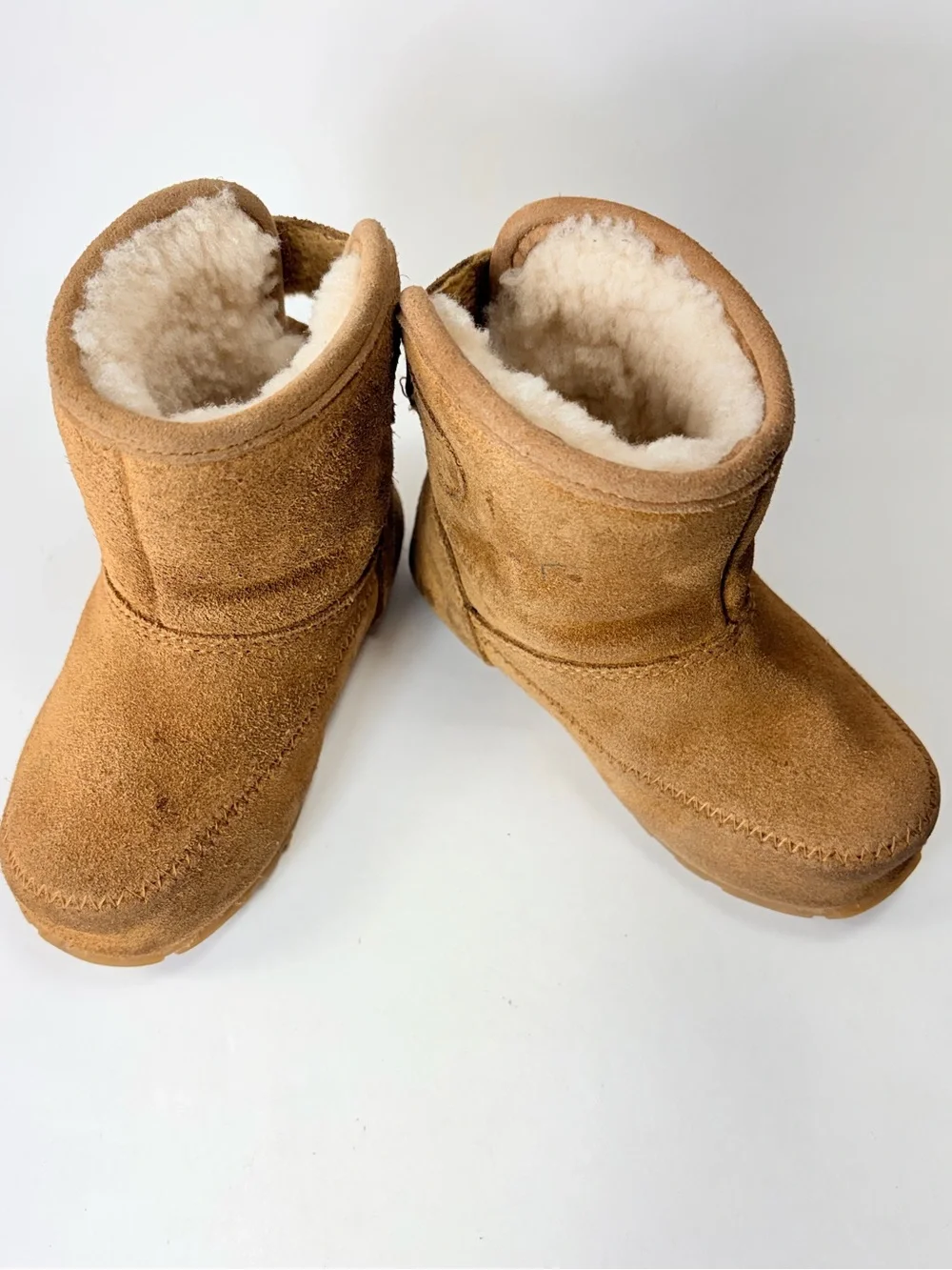 L.L. Bean Kids Suede Shearling Brown Camel Velcro Boots Toddler 6 Unisex
